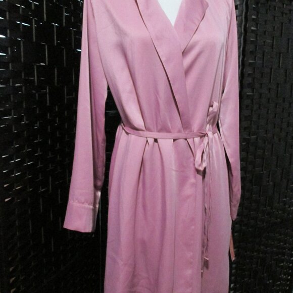 State of Day Notched Collar Crepe de Chine Self-Tie Robe Mauve Orchid NWT - Picture 3 of 7